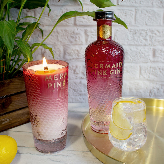 Mermaid Pink Gin Bottle Candle